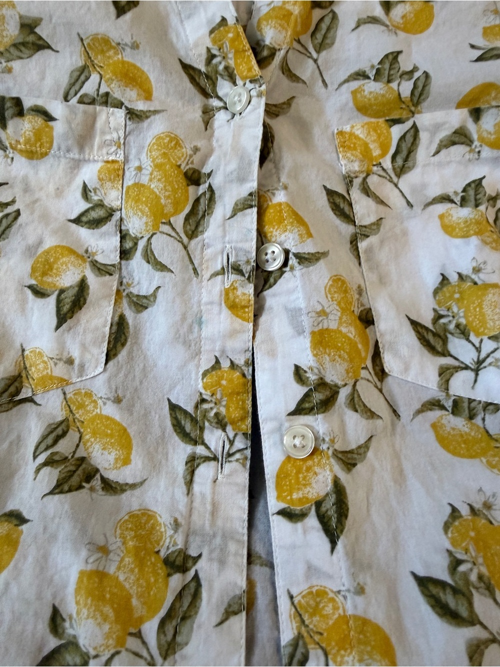 Gloria Vanderbilt Lemon Print Button Front Shirt Women’s Medium 100% Cotton Long - Picture 5 of 8